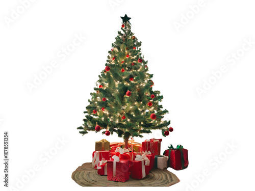 Realistic Christmas tree with Gift box