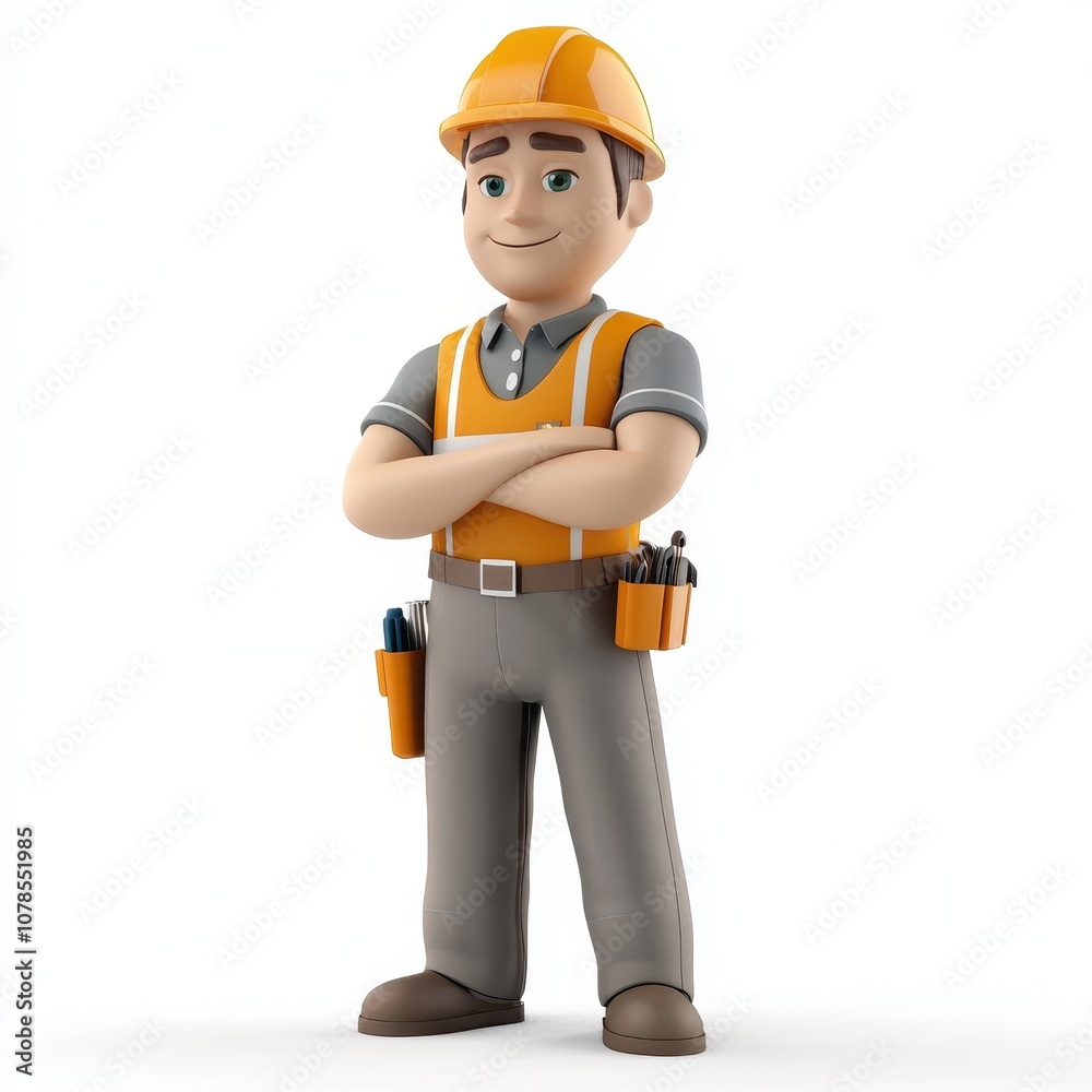 Friendly Construction Worker Character Illustration Friendly Construction Worker Character Illustration