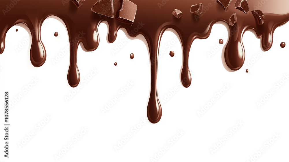 Melted Chocolate Dripping on White Background Melted Chocolate Dripping on White Background