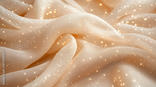 Flowing Golden Fabric with Subtle Sparkles for Elegant Holiday Background