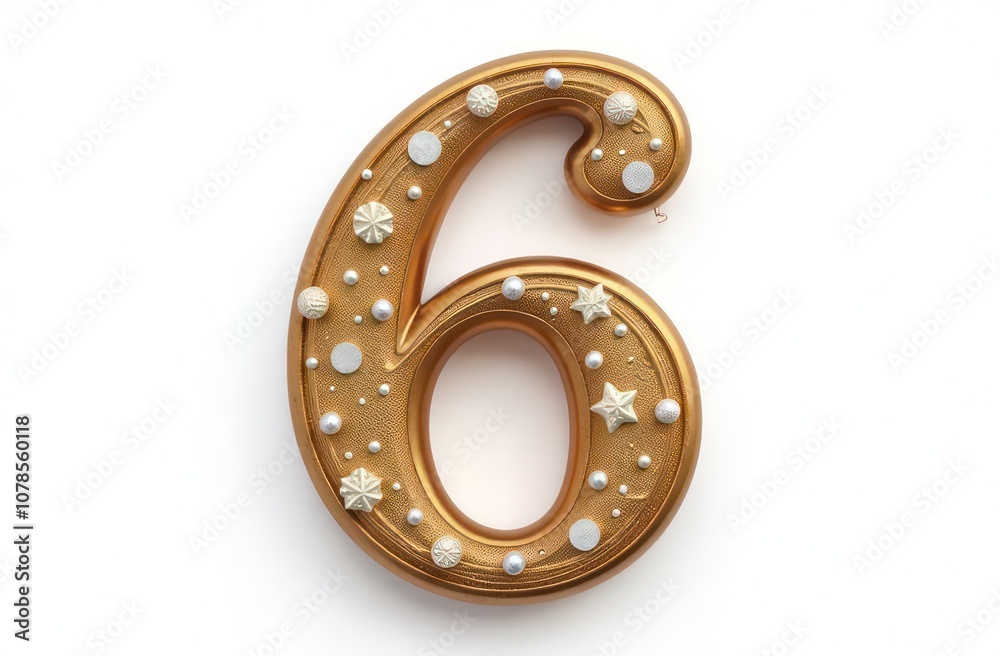 Intertwined christmas decorations number “6”, realist precision, high saturation, beautiful, inspiring, isolated, flat white background Intertwined christmas decorations number “6”, realist precision, high saturation, beautiful, inspiring, isolated, flat white background