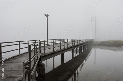 Foggy Bridge Leading Into The Distance