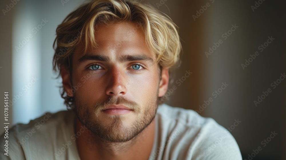 portrait handsome blonde European man 30 years old portrait handsome blonde European man 30 years old