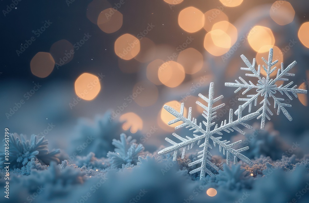 Silver snowflakes on a festive background with bokeh Silver snowflakes on a festive background with bokeh