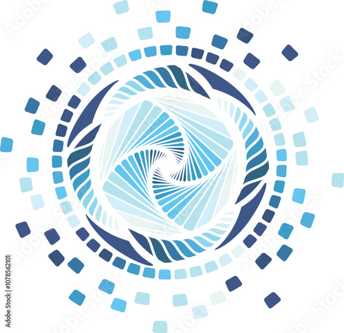 Abstract kaleidoscopic mosaic pattern over white