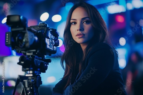 Woman Filming with a Camera
