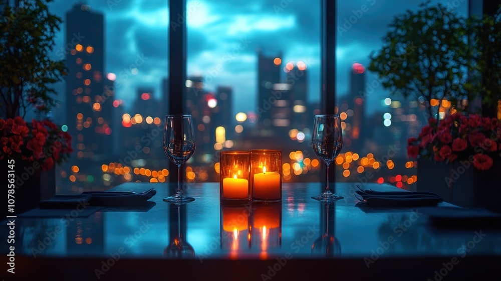 Obraz premium Romantic Dinner with a City View