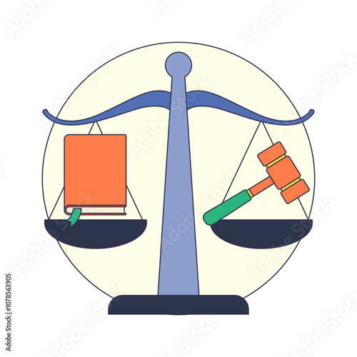 Scales of justice with a book and gavel symbolize law and balance.
