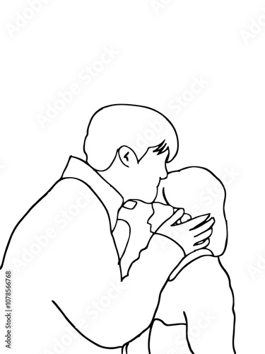 man kisses woman's forehead