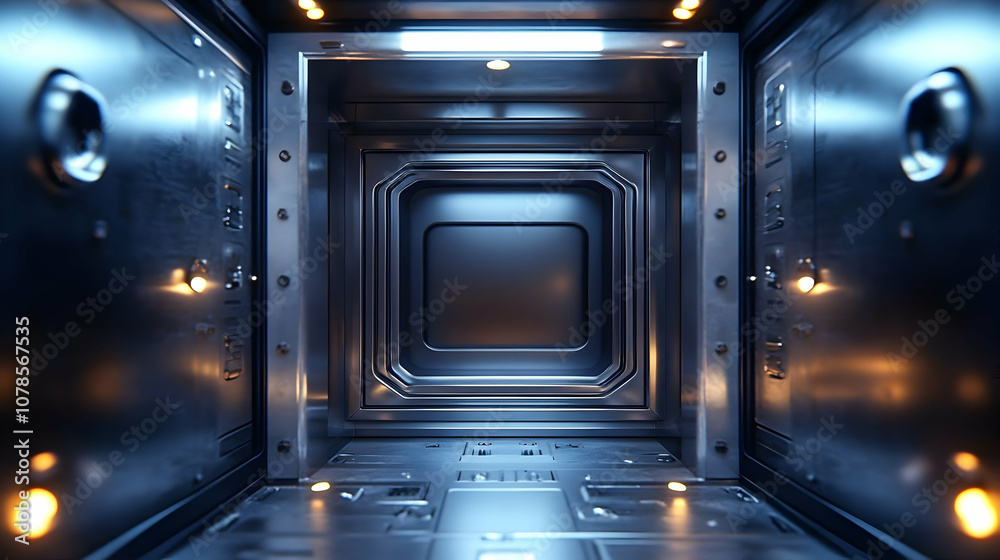 Fototapeta premium Futuristic Metallic Corridor 3D Illustration