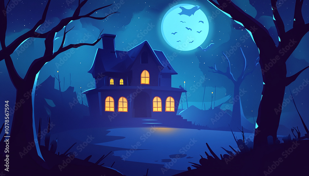 a horror house with scary background generated by AI a horror house with scary background generated by AI