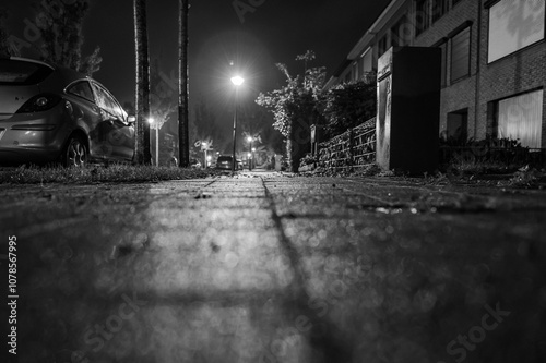 Street in the night b/w