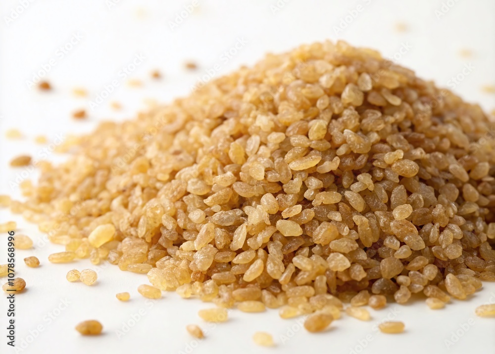 Pile of Bulgur Durum Wheat Isolated on White Background for Culinary and Health Uses, Showcasing Natural Grain Texture and Color Variations in a Clean, Minimalist Presentation Pile of Bulgur Durum Wheat Isolated on White Background for Culinary and Health Uses, Showcasing Natural Grain Texture and Color Variations in a Clean, Minimalist Presentation