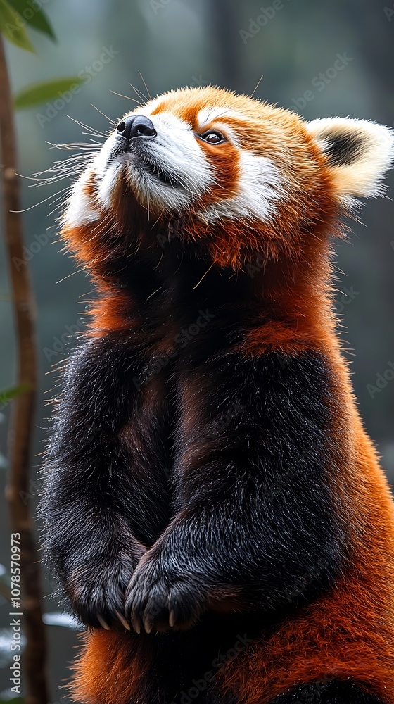 Fototapeta premium Adorable red panda in forest scene
