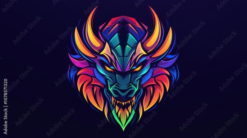Obraz premium Neon Dragon Head