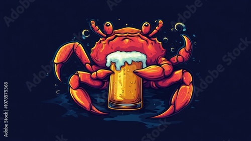 Crab Holding a Beer photo