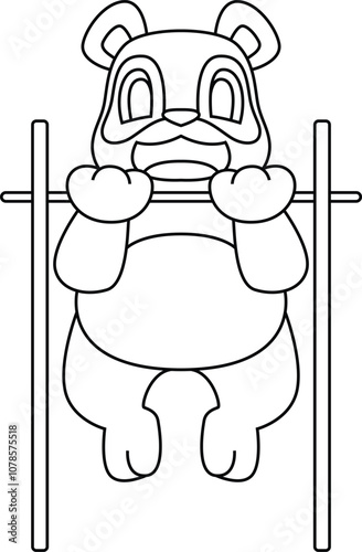 Panda Bodybuilder Pull ups Bodybuilding Animal Vector Graphic Art Illustration