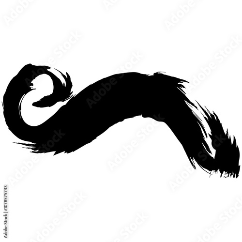 和風素材　筆で描かれたダイナミックな線のイラストセット　ベクター