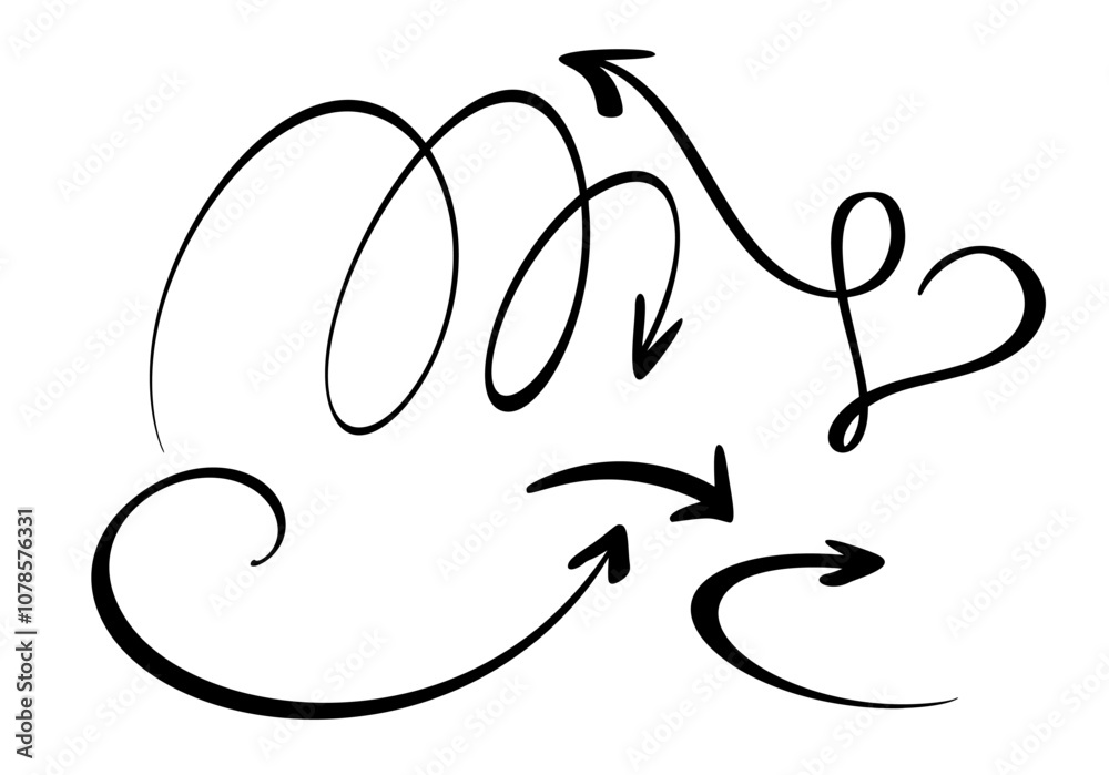 Set Curved Wavy Arrow. Bundle Simple Vector Illustration for Design Projects Set Curved Wavy Arrow. Bundle Simple Vector Illustration for Design Projects