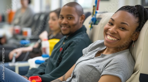 A man donates blood for people in need. Blood donors of the floor sit in the chairs of the clinic during the blood transfusion process.