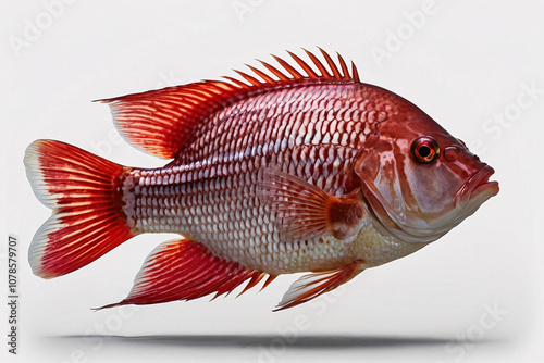 Red tilapia isolated on white background