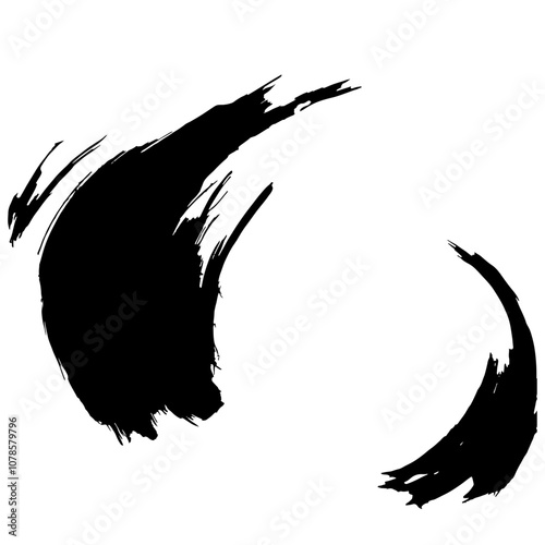 和風素材　筆で描かれたダイナミックな線のイラストセット　ベクター