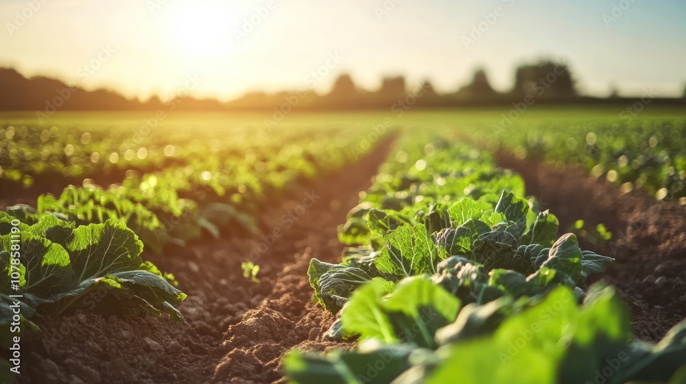 Close up view of Green cabbage growing in the field on a sunny day. Ai generated image Close up view of Green cabbage growing in the field on a sunny day. Ai generated image