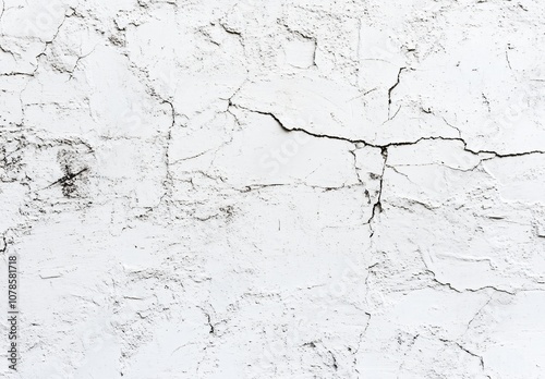 White Cracked Concrete Wall Texture Background