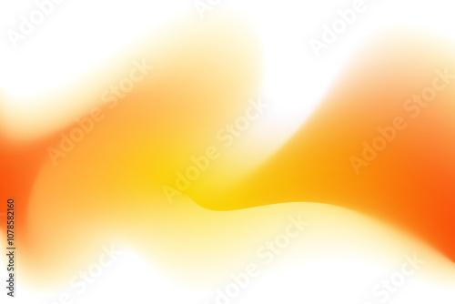 Abstract neon yellow wave form, blurred iridescent gradient texture, isolate design element. Fluid orange watercolor brushstroke blurry swirl shape. Aesthetic flowing lights decoration.