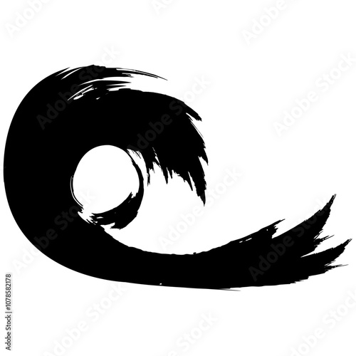 和風素材　筆で描かれたダイナミックな線のイラストセット　ベクター