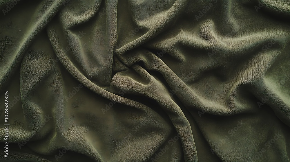 Dark olive green background with a soft rough fabric texture Dark olive green background with a soft rough fabric texture