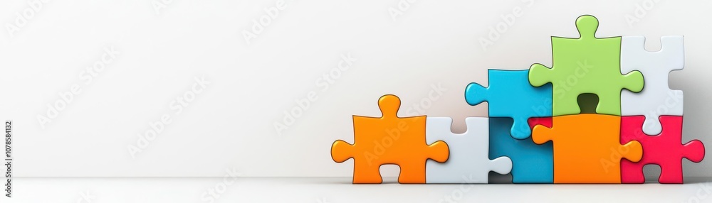 Team uniting puzzle pieces, cooperation for common goal Team uniting puzzle pieces, cooperation for common goal