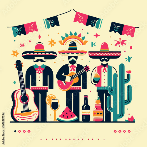 cinco de mayo illustration - mexican festivities
