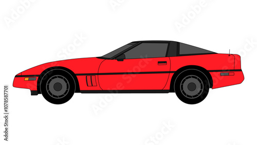 Tableau sur toile Chevrolet Corvette C4 USA Retro Sport Car Vector Coupe Vehicle Classic
