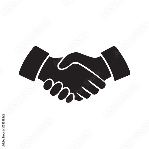 vector silhouette handshake isolated on white background