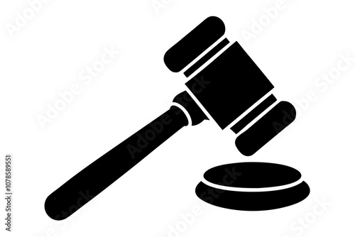 Justice Gavel Silhouette Icon Vector Illustration.