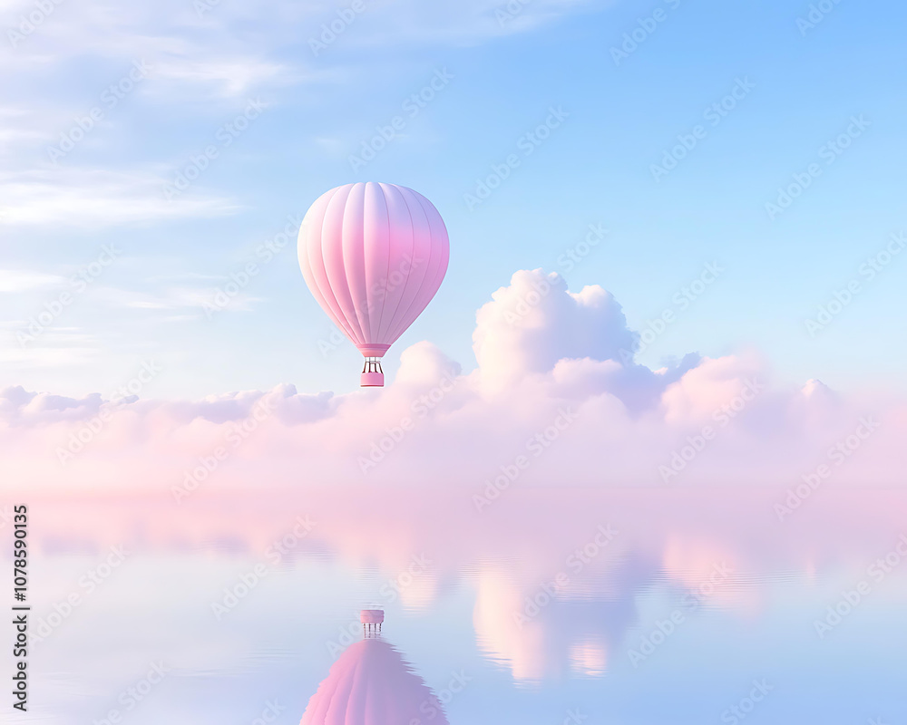 Obraz premium Serene Pastel Hot Air Balloon in a Dreamy Sky