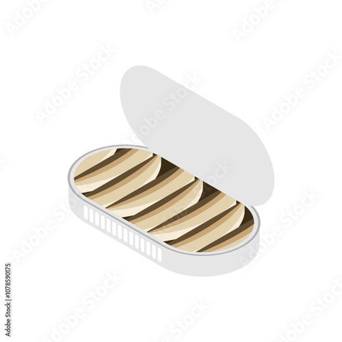 Canned sprats isolated. Canned fish Vector illustration