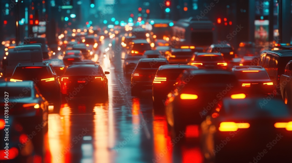 Traffic Jam in the City at Night Traffic Jam in the City at Night