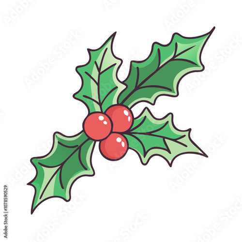Christmas holly berry vector art,  flat illustration Christmas holly berry icon