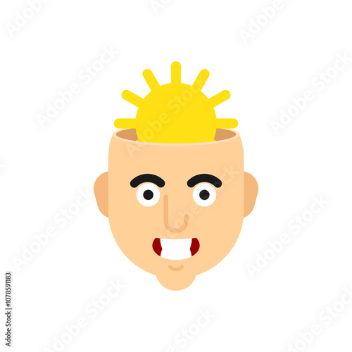 Sun inside head. Concept of inner world of a person determines his thoughts.