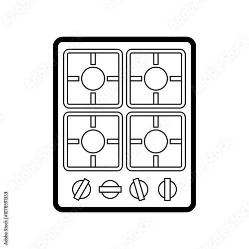 Gas hob isolated. Four-burner gas hob