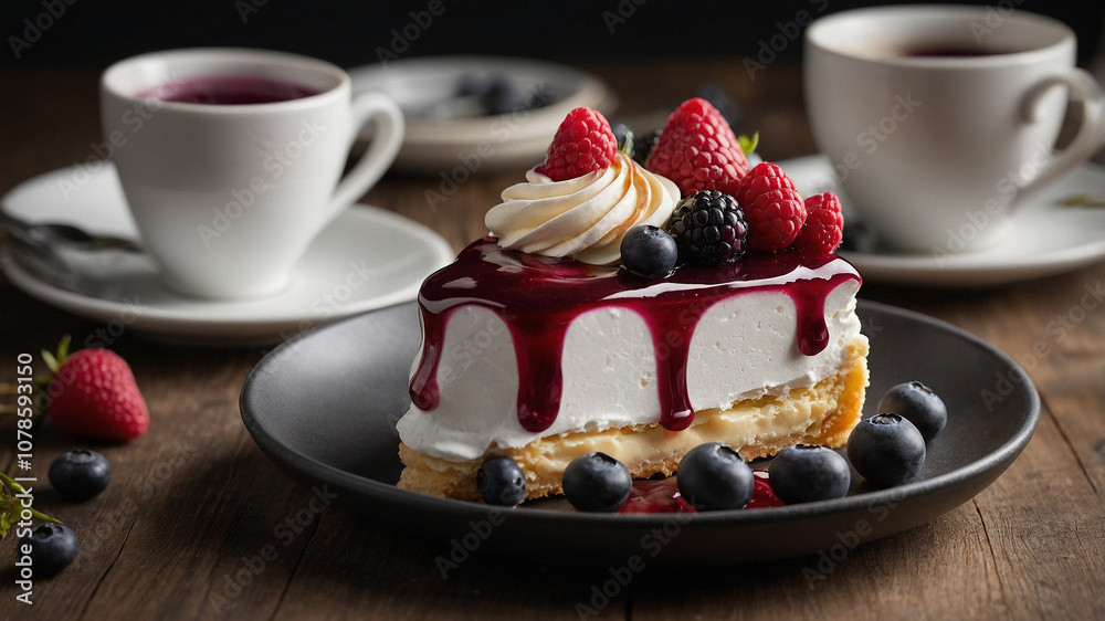 mouthwatering image of cake with berries, delicious food photography concept mouthwatering image of cake with berries, delicious food photography concept