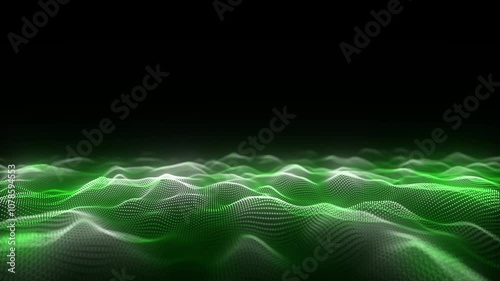 Glowing colors wave with motion dots and lines. Abstract digital background. Concept connection big data. Futuristic technology backdrop. 3D rendering.