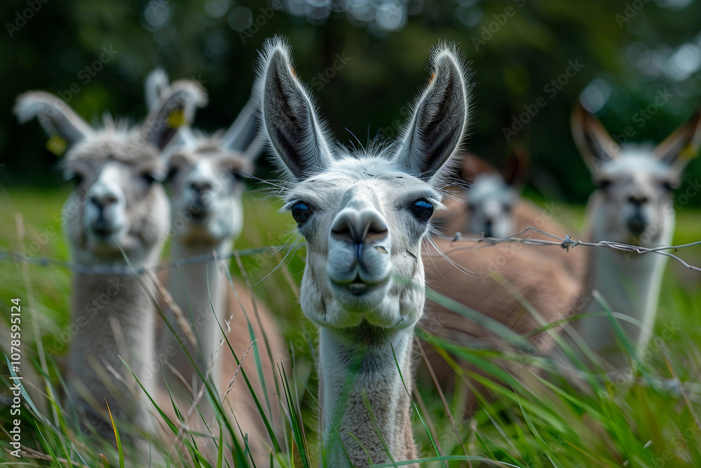 Obraz premium Generated AI portrait of cute alpaca lama