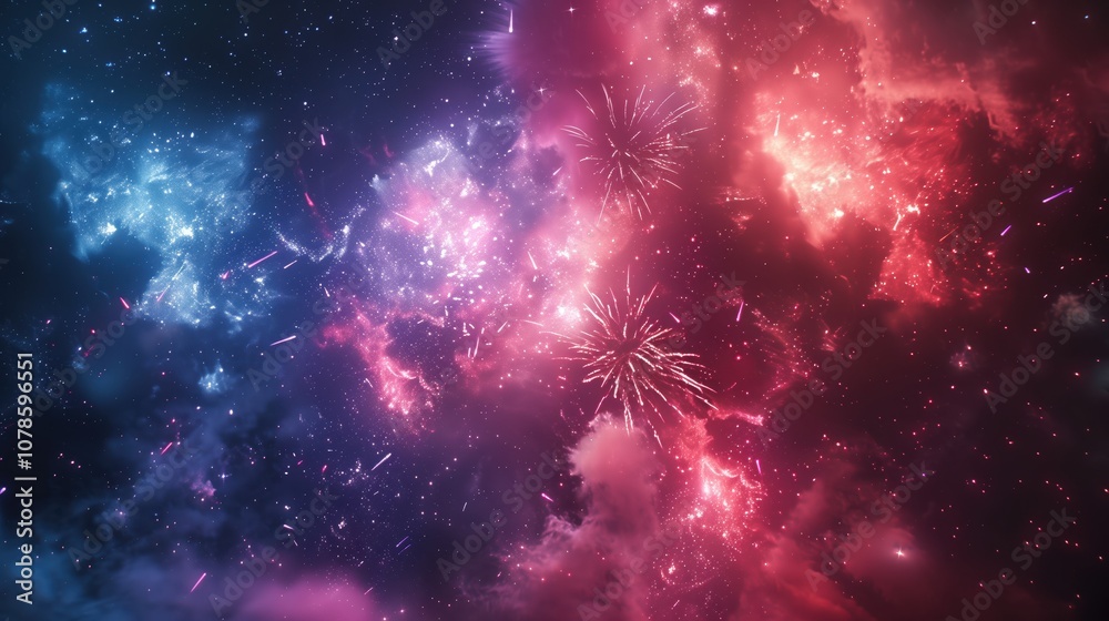 Fototapeta premium Fireworks. Colorful festive fireworks. Salute. Desktop wallpaper. Festive background. Holiday. New Year. Fireworks festival.