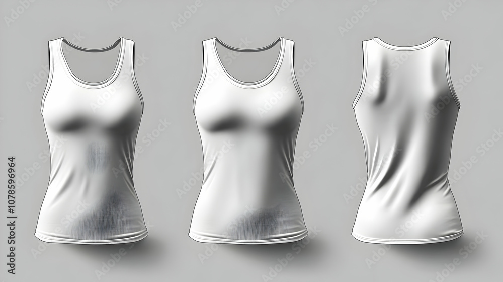 White Tank Top Mockup - Front, Back, and Side Views White Tank Top Mockup - Front, Back, and Side Views