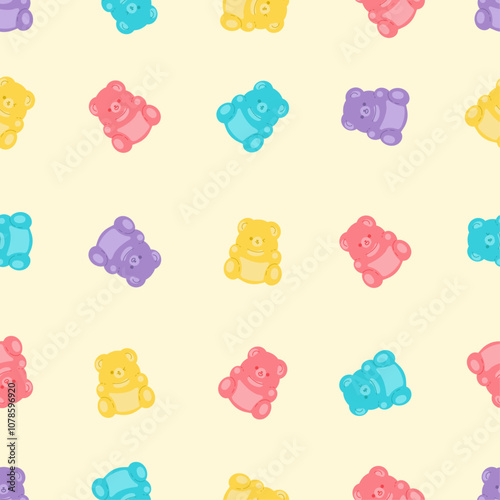 Seamless pattern of kawaii marmalade bears
