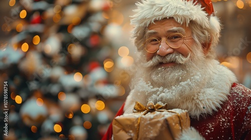 Portrait of Santa Claus. Santa Claus with gifts. Christmas and New Year gifts. Happy New Year. Merry Christmas. Santa Claus.