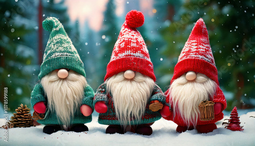 Christmas ornaments; gnomes and elves